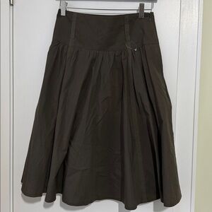 Theory Kiara Cotton military Green Women's Pleated Skirt size 0